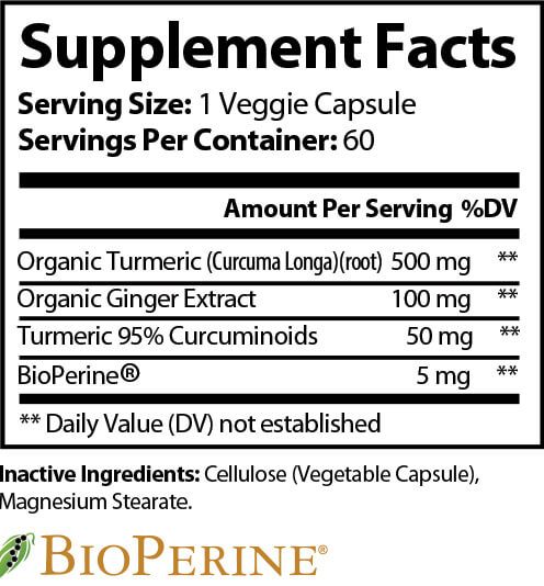 Turmeric, Curcumin & Ginger Capsules; 60 Ct.