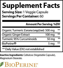 Turmeric, Curcumin & Ginger Capsules; 60 Ct.