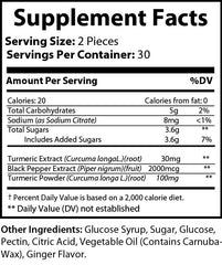 Turmeric Ginger Gummies (50mg) with Black Pepper Extract, 60 ct.